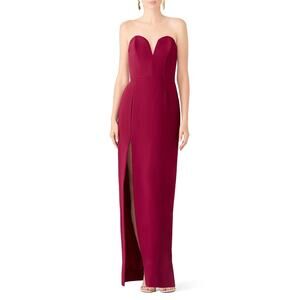 Amanda Uprichard Sweetheart Gown Burgundy Red Strapless Plunging Neckline Medium
